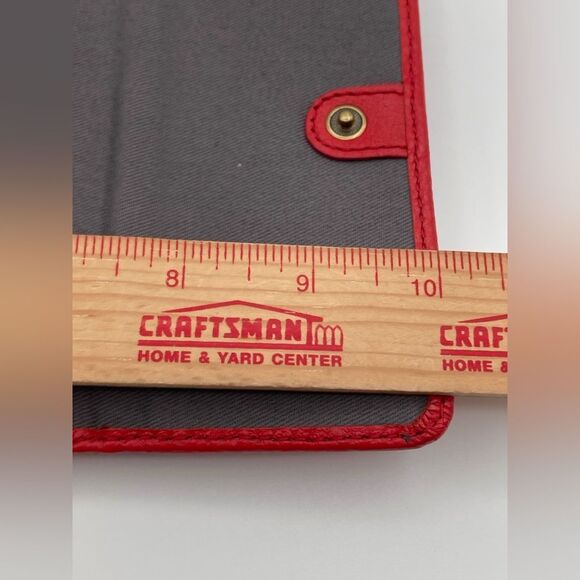 Fossil Multifunction Wallet Red Leather Zippered Trifold Gray Interior EUC - Picture 7 of 16